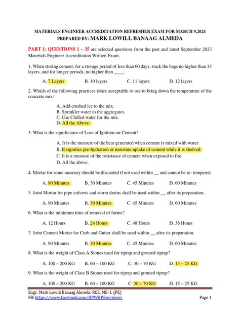 March 2024 ME Refresher Exam With Answer .